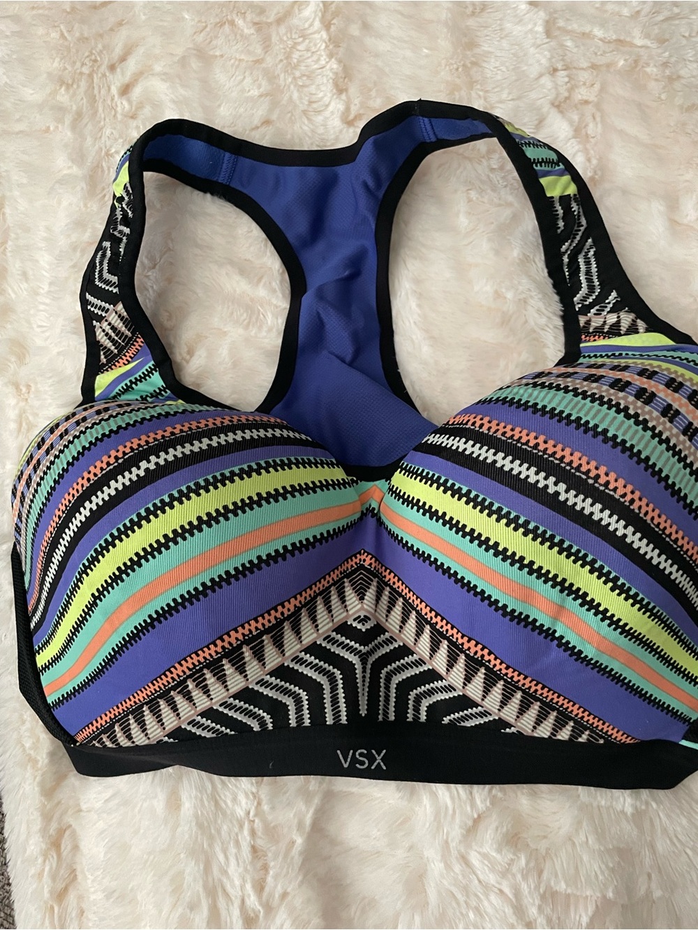 VSX Womens Racerback Sports Bra in Multicolor Stripe